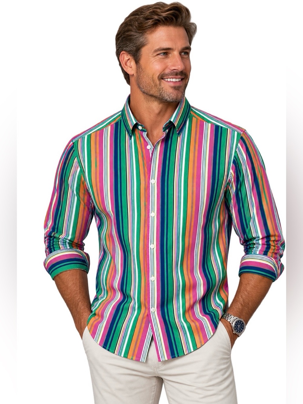 Polo Ralph Lauren Regent Classic Fit Multicolor Long Sleeve Button Up Shirt Lux